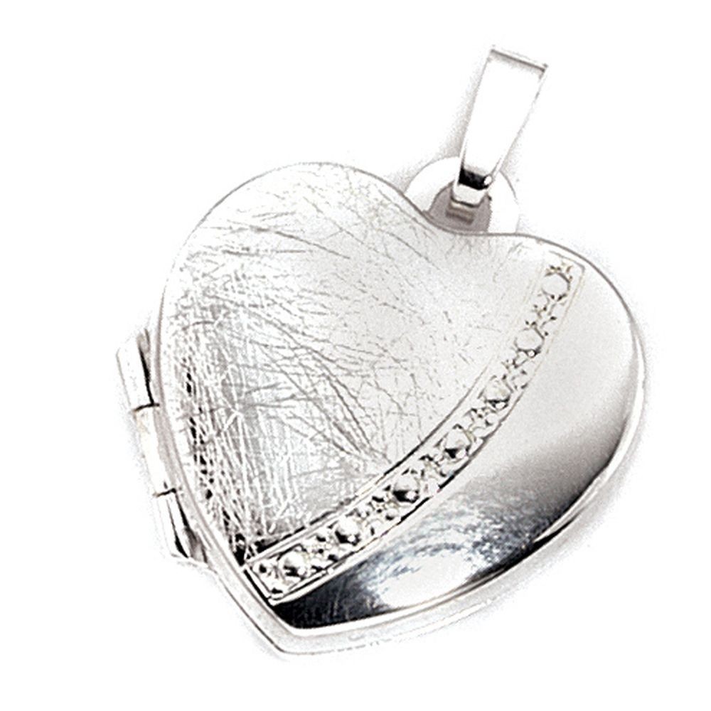 Anhänger Medaillon Herz 925 Sterling Silber teileismatt, Kettenanhänger